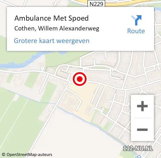 Locatie op kaart van de 112 melding: Ambulance Met Spoed Naar Cothen, Willem Alexanderweg op 1 mei 2016 07:42