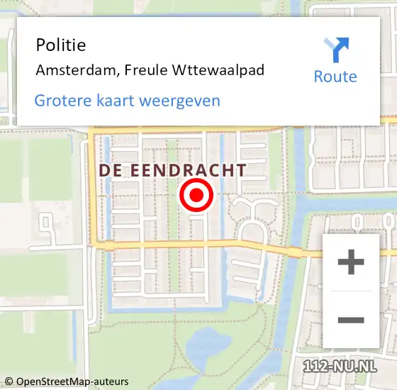 Locatie op kaart van de 112 melding: Politie Amsterdam, Freule Wttewaalpad op 1 mei 2016 16:32