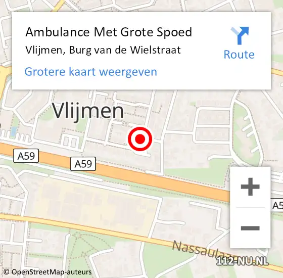 Locatie op kaart van de 112 melding: Ambulance Met Grote Spoed Naar Vlijmen, Burg van de Wielstraat op 1 mei 2016 16:33