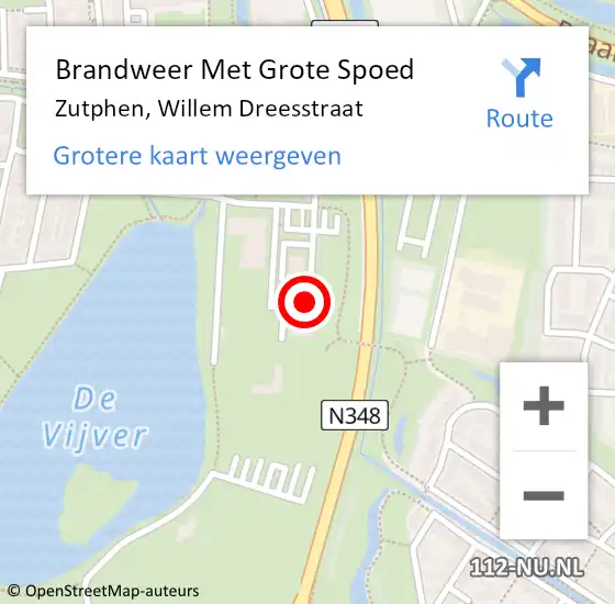 Locatie op kaart van de 112 melding: Brandweer Met Grote Spoed Naar Zutphen, Willem Dreesstraat op 1 mei 2016 19:37
