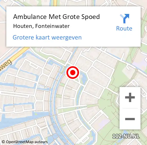 Locatie op kaart van de 112 melding: Ambulance Met Grote Spoed Naar Houten, Fonteinwater op 1 mei 2016 22:05