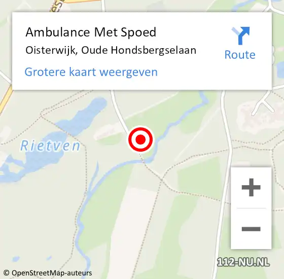 Locatie op kaart van de 112 melding: Ambulance Met Spoed Naar Oisterwijk, Oude Hondsbergselaan op 2 mei 2016 12:49