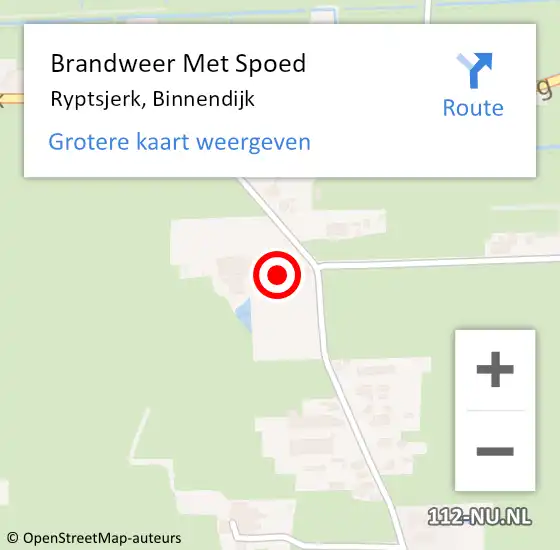 Locatie op kaart van de 112 melding: Brandweer Met Spoed Naar Ryptsjerk, Binnendijk op 2 mei 2016 15:39