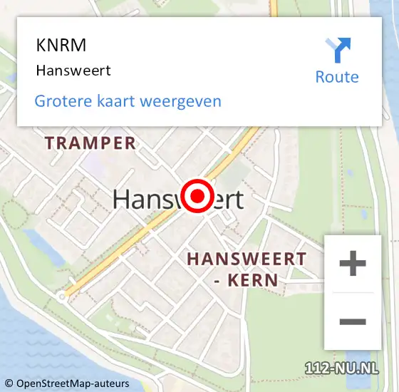 Locatie op kaart van de 112 melding: KNRM Hansweert op 2 mei 2016 16:49
