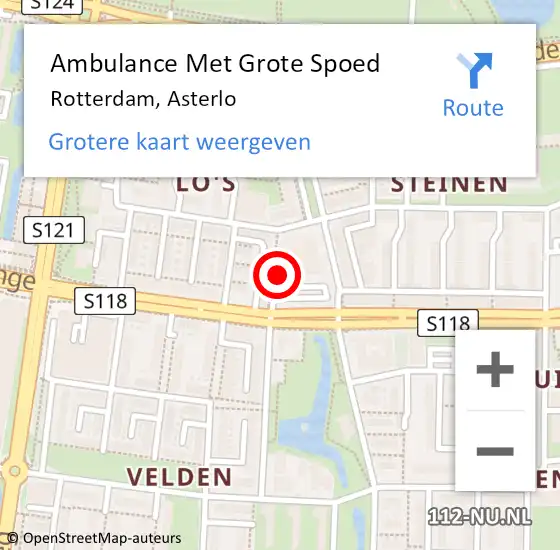 Locatie op kaart van de 112 melding: Ambulance Met Grote Spoed Naar Rotterdam, Asterlo op 2 mei 2016 22:46