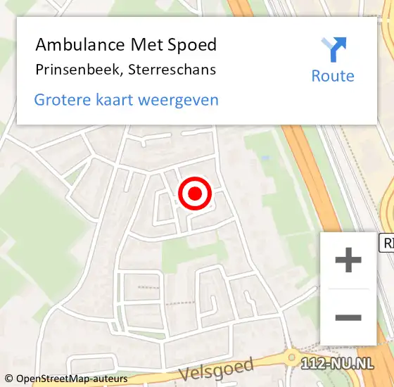 Locatie op kaart van de 112 melding: Ambulance Met Spoed Naar Prinsenbeek, Sterreschans op 2 mei 2016 23:23
