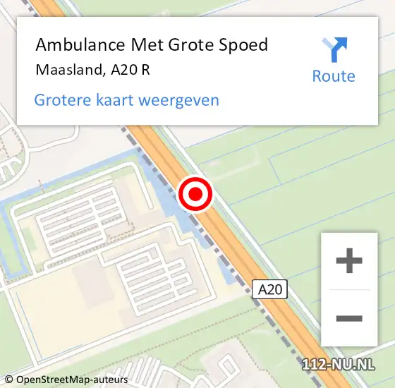 Locatie op kaart van de 112 melding: Ambulance Met Grote Spoed Naar Maasland, A20 L op 3 mei 2016 05:59