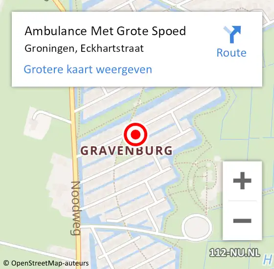 Locatie op kaart van de 112 melding: Ambulance Met Grote Spoed Naar Groningen, Eckhartstraat op 3 mei 2016 10:56