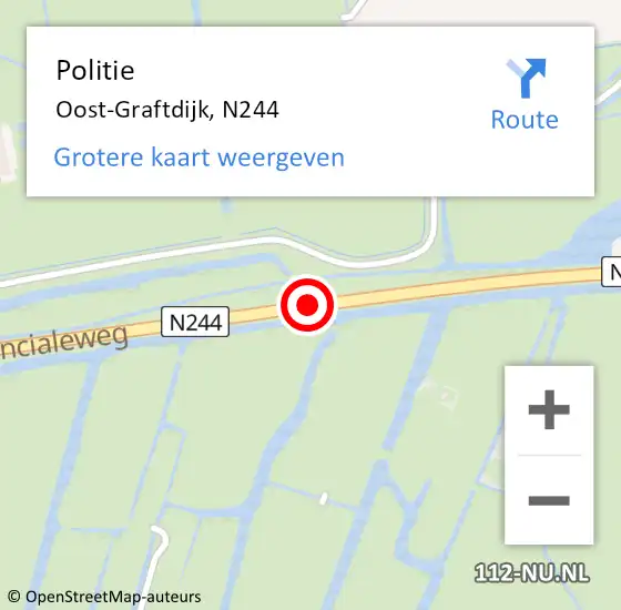 Locatie op kaart van de 112 melding: Politie Oost-Graftdijk, N244 op 3 mei 2016 17:37