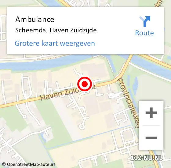 Locatie op kaart van de 112 melding: Ambulance Scheemda, Haven Zuidzijde op 3 mei 2016 19:15