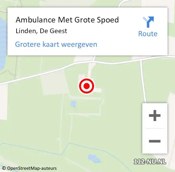 Locatie op kaart van de 112 melding: Ambulance Met Grote Spoed Naar Linden, De Geest op 3 mei 2016 19:54