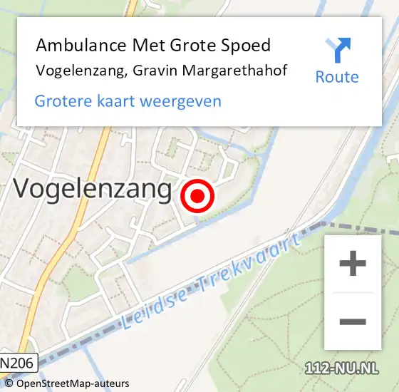 Locatie op kaart van de 112 melding: Ambulance Met Grote Spoed Naar Vogelenzang, Gravin Margarethahof op 4 mei 2016 04:33