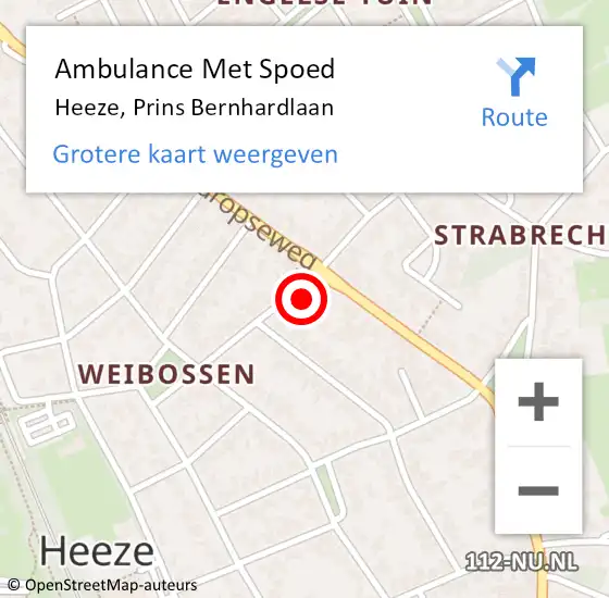 Locatie op kaart van de 112 melding: Ambulance Met Spoed Naar Heeze, Prins Bernhardlaan op 4 mei 2016 06:30