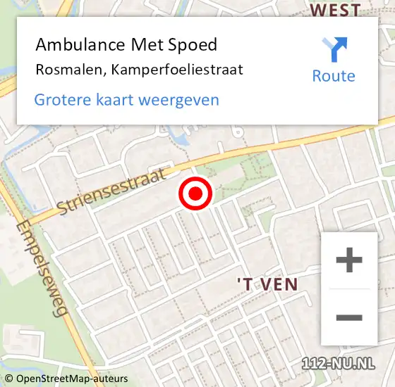 Locatie op kaart van de 112 melding: Ambulance Met Spoed Naar Rosmalen, Kamperfoeliestraat op 4 mei 2016 07:47