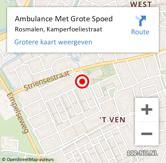Locatie op kaart van de 112 melding: Ambulance Met Grote Spoed Naar Rosmalen, Kamperfoeliestraat op 4 mei 2016 07:51