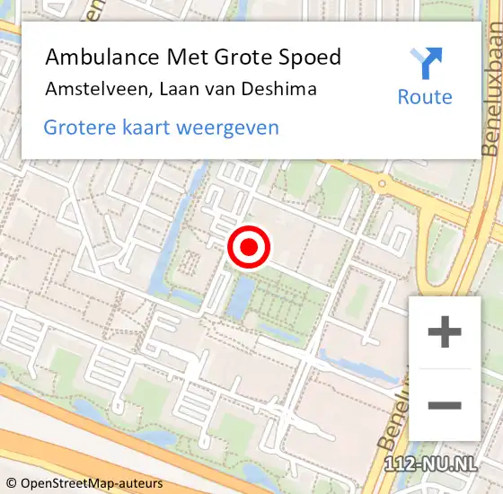 Locatie op kaart van de 112 melding: Ambulance Met Grote Spoed Naar Amstelveen, Kamerlingh Onnesstraat op 4 mei 2016 15:34