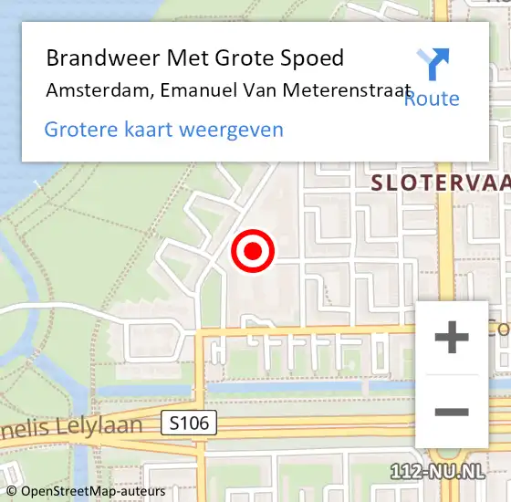 Locatie op kaart van de 112 melding: Brandweer Met Grote Spoed Naar Amsterdam, Emanuel Van Meterenstraat op 4 mei 2016 18:24