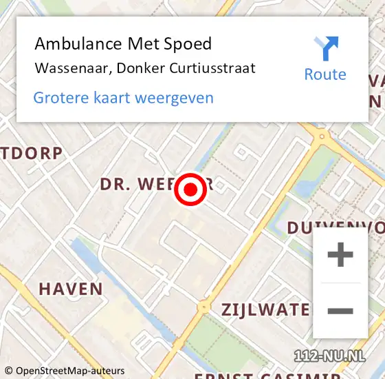 Locatie op kaart van de 112 melding: Ambulance Met Spoed Naar Wassenaar, Donker Curtiusstraat op 5 mei 2016 11:39