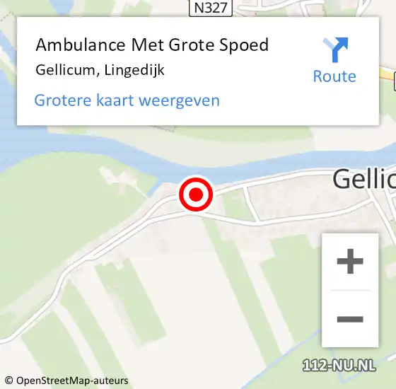 Locatie op kaart van de 112 melding: Ambulance Met Grote Spoed Naar Gellicum, Lingedijk op 5 mei 2016 12:33
