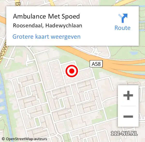 Locatie op kaart van de 112 melding: Ambulance Met Spoed Naar Roosendaal, Hadewychlaan op 5 mei 2016 13:29