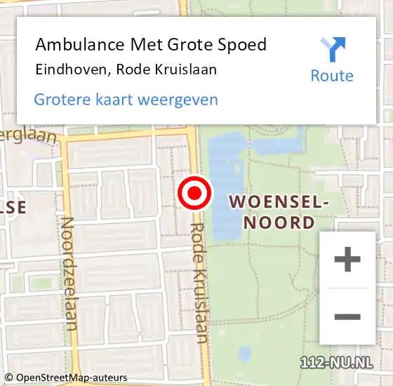 Locatie op kaart van de 112 melding: Ambulance Met Grote Spoed Naar Eindhoven, Rode Kruislaan op 5 mei 2016 19:36