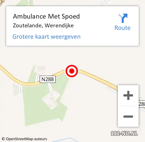 Locatie op kaart van de 112 melding: Ambulance Met Spoed Naar Zoutelande, Werendijke op 5 mei 2016 21:28