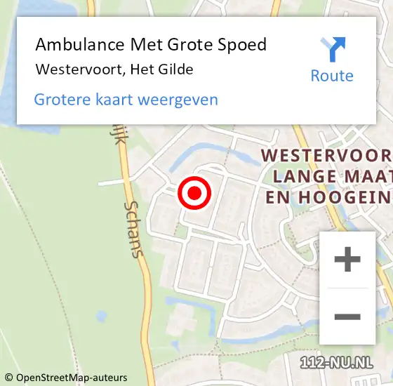 Locatie op kaart van de 112 melding: Ambulance Met Grote Spoed Naar Westervoort, Het Gilde op 5 mei 2016 22:27