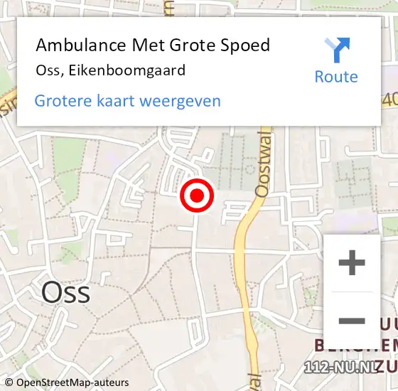 Locatie op kaart van de 112 melding: Ambulance Met Grote Spoed Naar Oss, Eikenboomgaard op 5 mei 2016 23:43