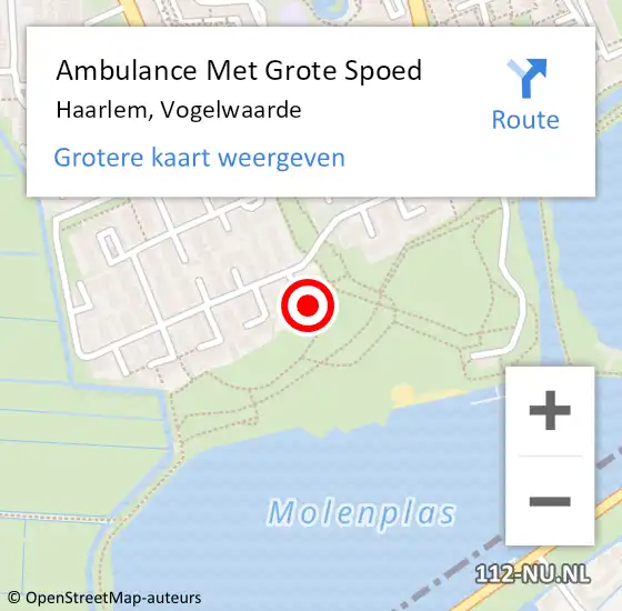 Locatie op kaart van de 112 melding: Ambulance Met Grote Spoed Naar Haarlem, Vogelwaarde op 5 mei 2016 23:44