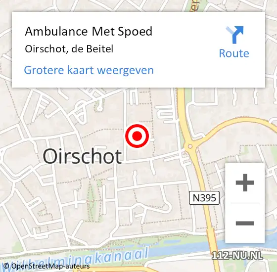 Locatie op kaart van de 112 melding: Ambulance Met Spoed Naar Oirschot, de Beitel op 6 mei 2016 00:20