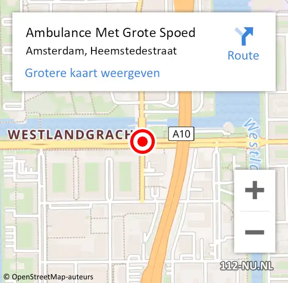 Locatie op kaart van de 112 melding: Ambulance Met Grote Spoed Naar Amsterdam, Heemstedestraat op 6 mei 2016 04:04