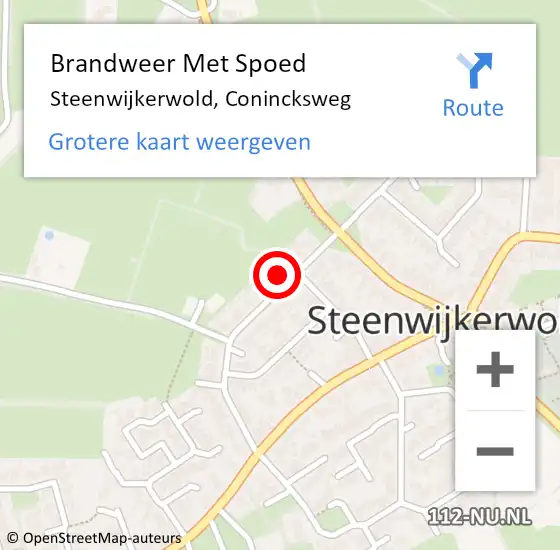 Locatie op kaart van de 112 melding: Brandweer Met Spoed Naar Steenwijkerwold, Conincksweg op 6 mei 2016 09:34