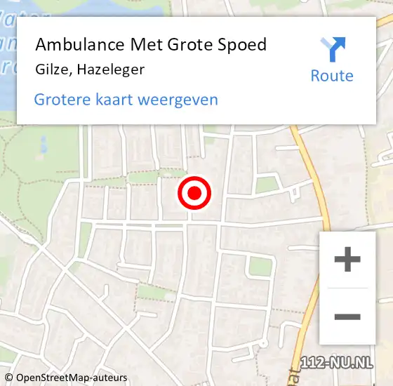 Locatie op kaart van de 112 melding: Ambulance Met Grote Spoed Naar Gilze, Hazeleger op 6 mei 2016 11:01