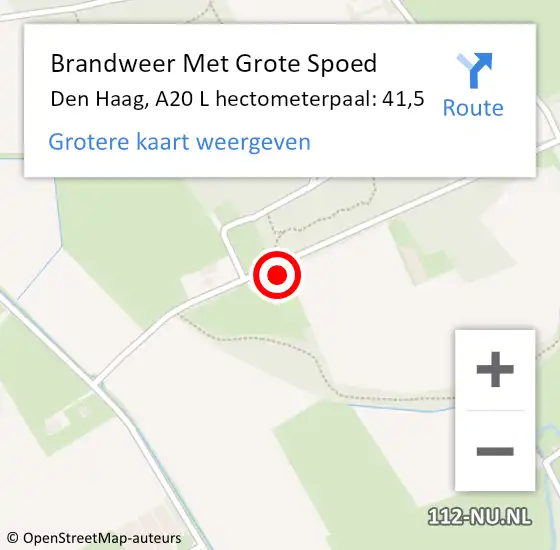 Locatie op kaart van de 112 melding: Brandweer Met Grote Spoed Naar Den Haag, A20 L hectometerpaal: 41,5 op 6 mei 2016 19:59