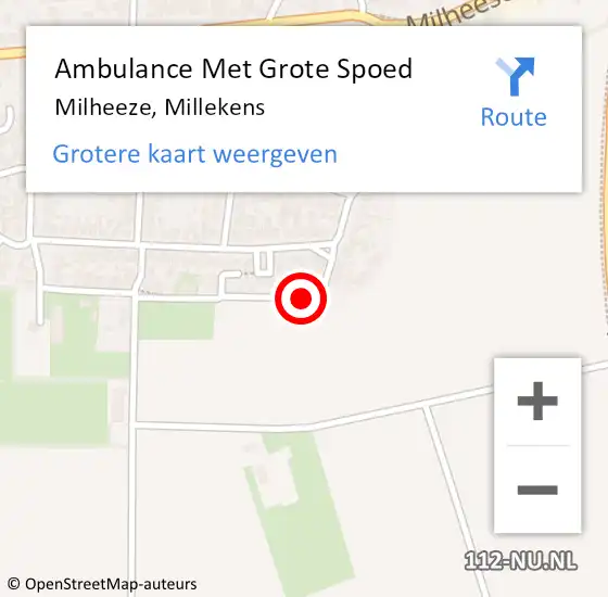 Locatie op kaart van de 112 melding: Ambulance Met Grote Spoed Naar Milheeze, Millekens op 6 mei 2016 23:08