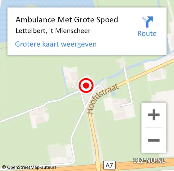 Locatie op kaart van de 112 melding: Ambulance Met Grote Spoed Naar Lettelbert, 't Mienscheer op 7 mei 2016 11:58