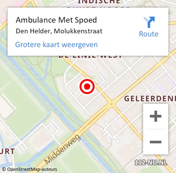 Locatie op kaart van de 112 melding: Ambulance Met Spoed Naar Den Helder, Molukkenstraat op 7 mei 2016 19:53