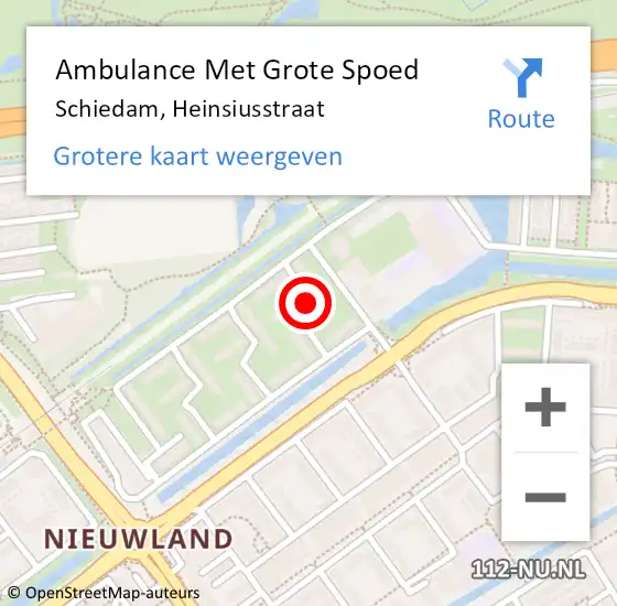 Locatie op kaart van de 112 melding: Ambulance Met Grote Spoed Naar Schiedam, Heinsiusstraat op 7 mei 2016 23:52