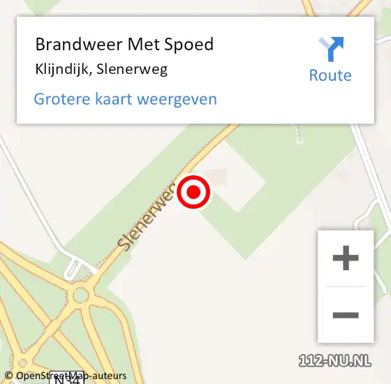 Locatie op kaart van de 112 melding: Brandweer Met Spoed Naar Klijndijk, Slenerweg op 8 mei 2016 11:33