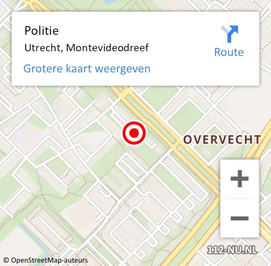 Locatie op kaart van de 112 melding: Politie Utrecht, Montevideodreef op 8 mei 2016 12:24