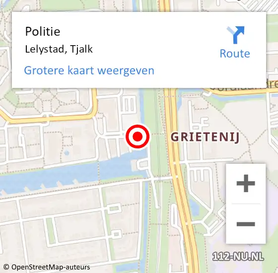 Locatie op kaart van de 112 melding: Politie Lelystad, Tjalk op 9 mei 2016 11:52