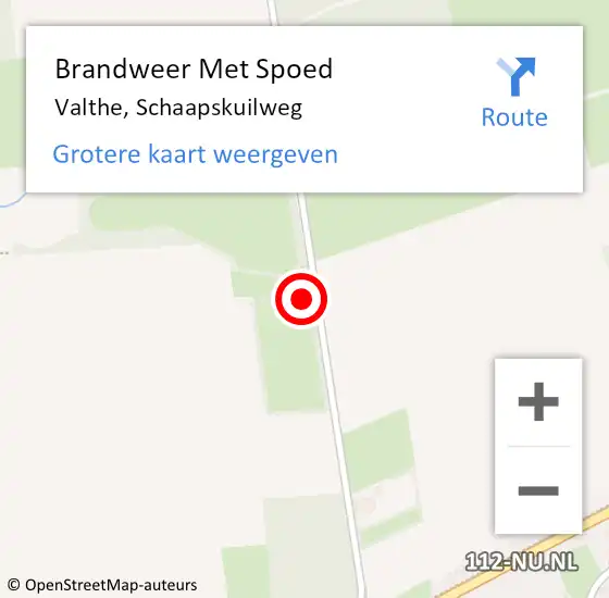 Locatie op kaart van de 112 melding: Brandweer Met Spoed Naar Valthe, Schaapskuilweg op 9 mei 2016 20:15