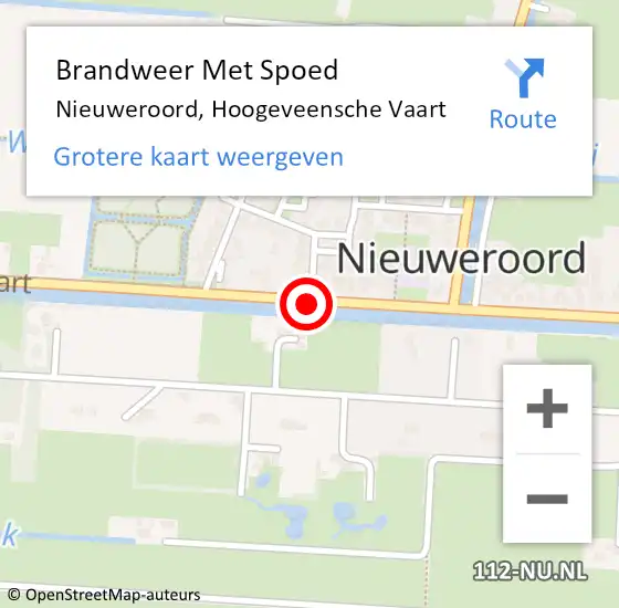 Locatie op kaart van de 112 melding: Brandweer Met Spoed Naar Nieuweroord, Hoogeveensche Vaart op 14 december 2013 13:59