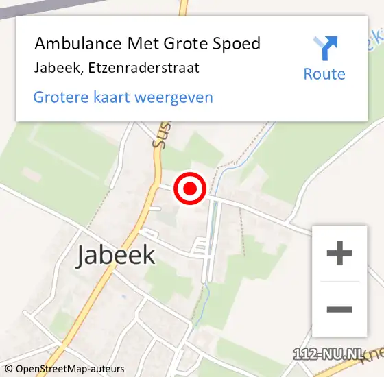 Locatie op kaart van de 112 melding: Ambulance Met Grote Spoed Naar Jabeek, Etzenraderstraat op 14 december 2013 14:54