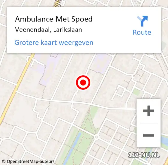 Locatie op kaart van de 112 melding: Ambulance Met Spoed Naar Veenendaal, Larikslaan op 11 mei 2016 07:40