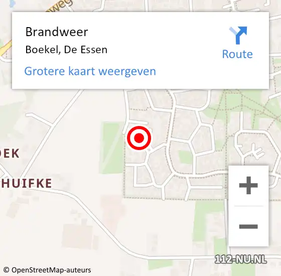 Locatie op kaart van de 112 melding: Brandweer Boekel, De Essen op 11 mei 2016 11:26