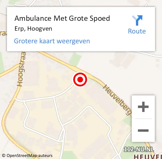 Locatie op kaart van de 112 melding: Ambulance Met Grote Spoed Naar Erp, Hoogven op 11 mei 2016 21:09