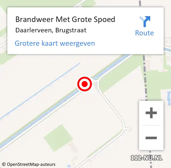 Locatie op kaart van de 112 melding: Brandweer Met Grote Spoed Naar Daarlerveen, Brugstraat op 12 mei 2016 05:26
