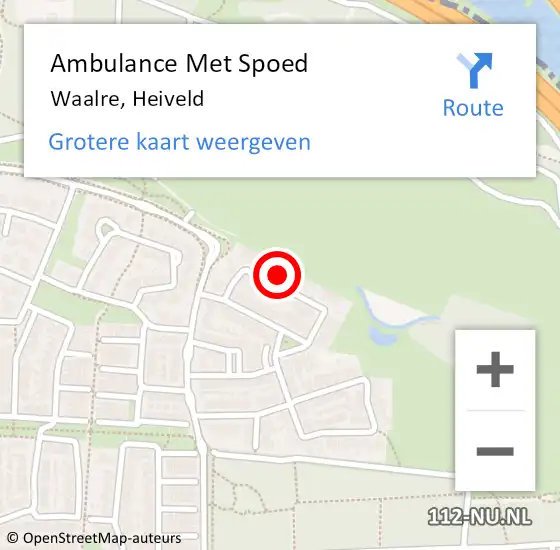 Locatie op kaart van de 112 melding: Ambulance Met Spoed Naar Waalre, Heiveld op 12 mei 2016 07:56