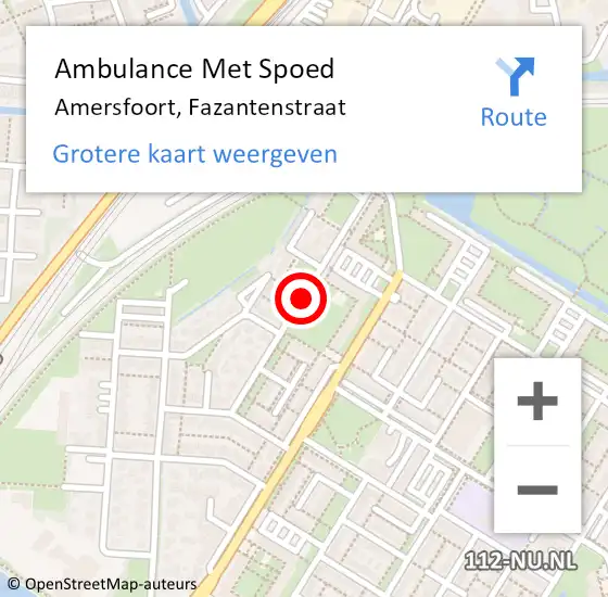 Locatie op kaart van de 112 melding: Ambulance Met Spoed Naar Amersfoort, Fazantenstraat op 12 mei 2016 19:16
